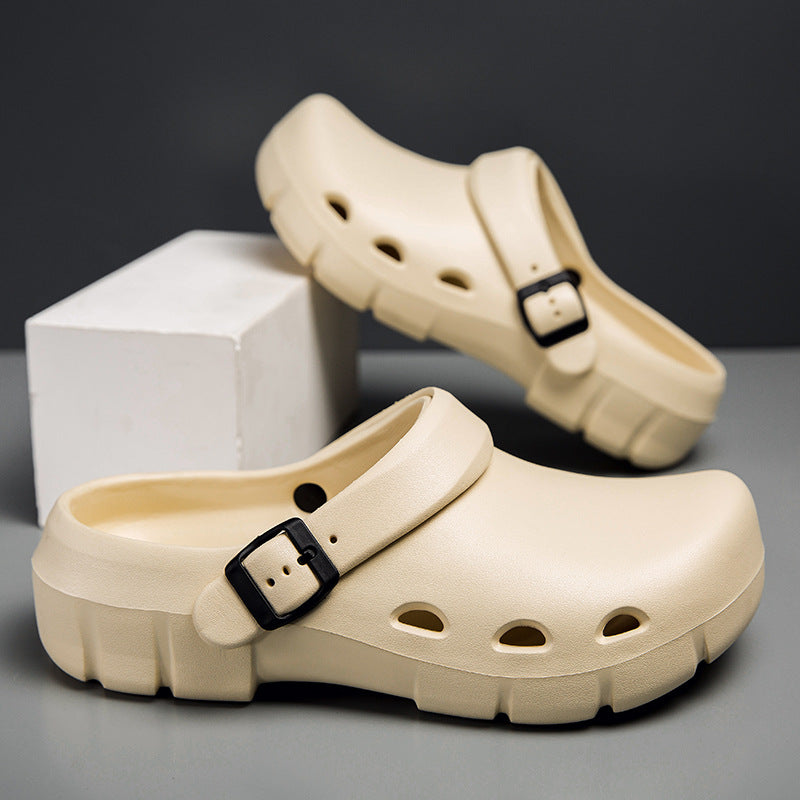 Foreign trade new Baotou Birkencool slippers women wear seaside beach hole shoes in summer versatile half-drag Muller shoes