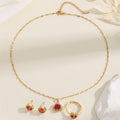 [titanium steel] necklace women's high-end flower pendant earrings ring niche light luxury clavicle chain jewelry wholesale earrings