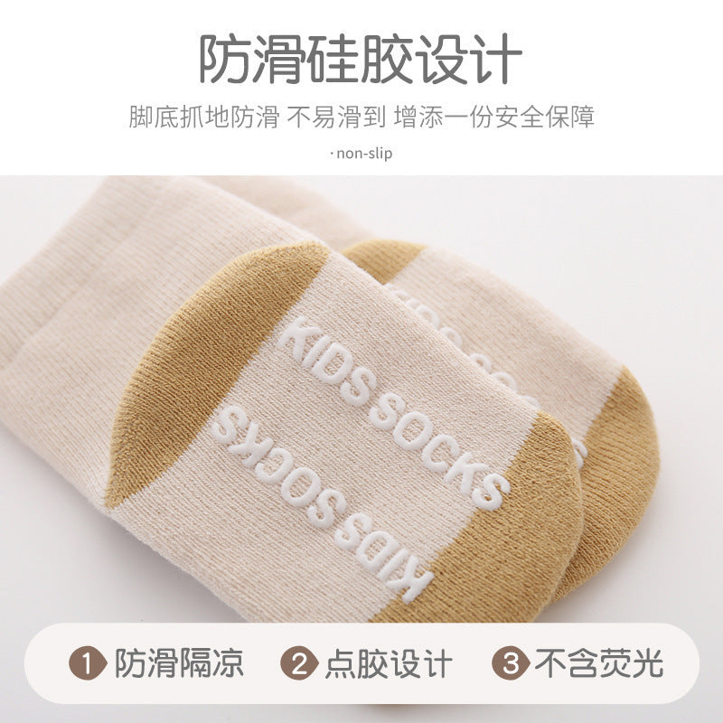 Babibele newborn crawling suit autumn and winter style dot glue non-slip cartoon terry heattech floor socks knee pads suit