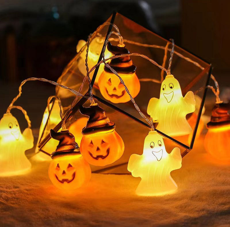 New Halloween light string skull ghost horror decorative lights ghost festival atmosphere small lights battery box pumpkin lights