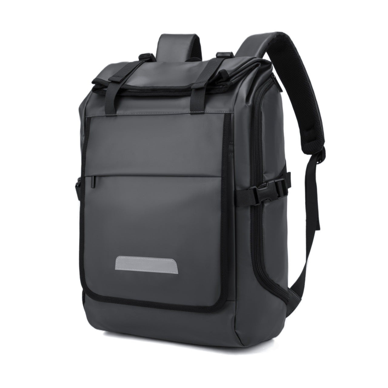 New leather film backpack, water-resistant and wear-resistant multi-compartment tooling, commuting travel computer backpack, student schoolbag