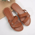 Export plus size cross strap flats sandals women's retro style wide strip open toe beach sandals sandal