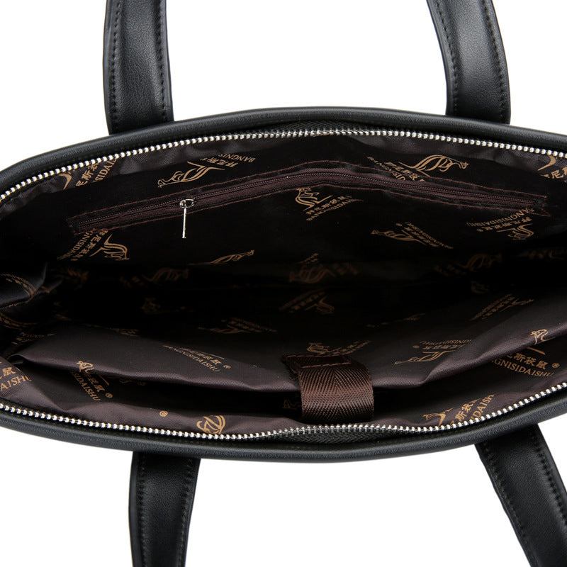 New briefcase men's horizontal Oxford cloth large-capacity business handbag bag leather bag men's file bag handbag