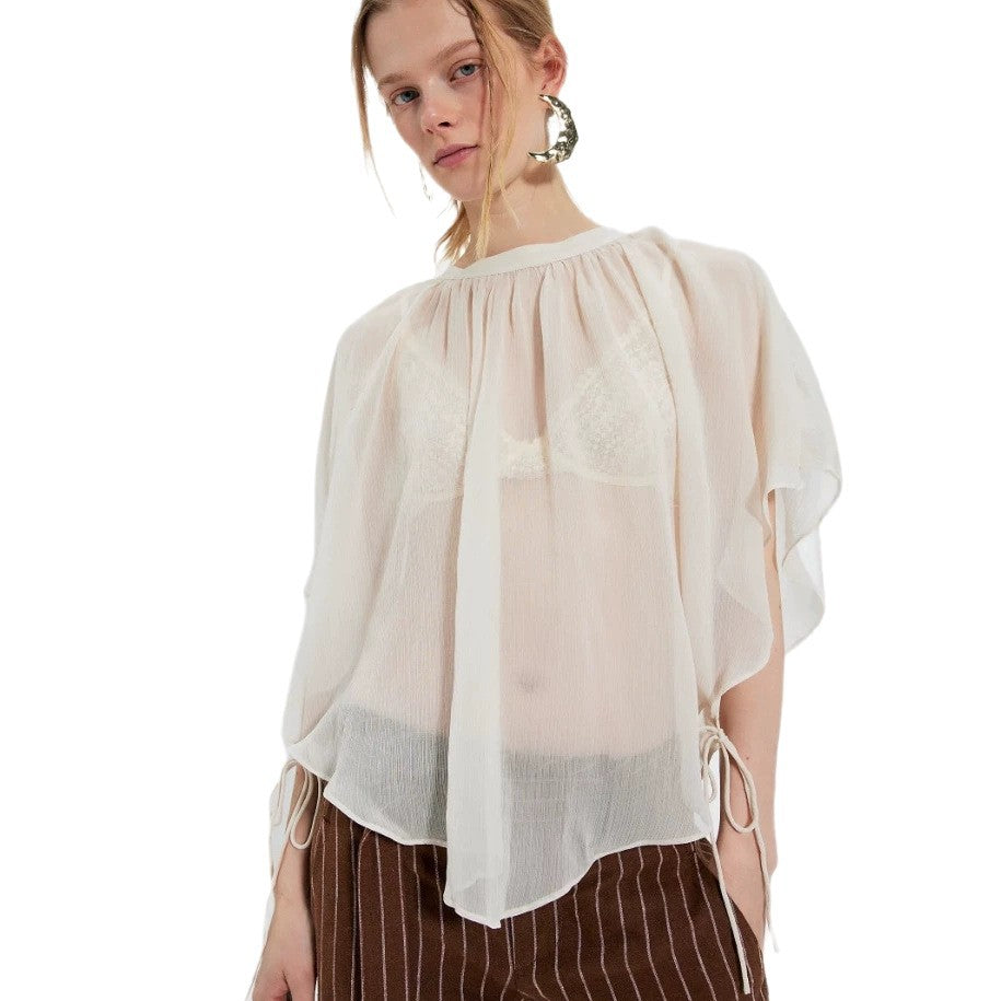 european and american cross-border spring/summer solid color women's chiffon blouse - casual, versatile, sun protection, lightweight shawl, light outerwear