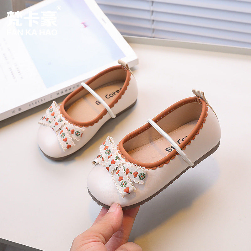 Girls' bow-tie princess shoes - new autumn  collection: kids' flats with soft soles, fashionable elasticated ankle boots