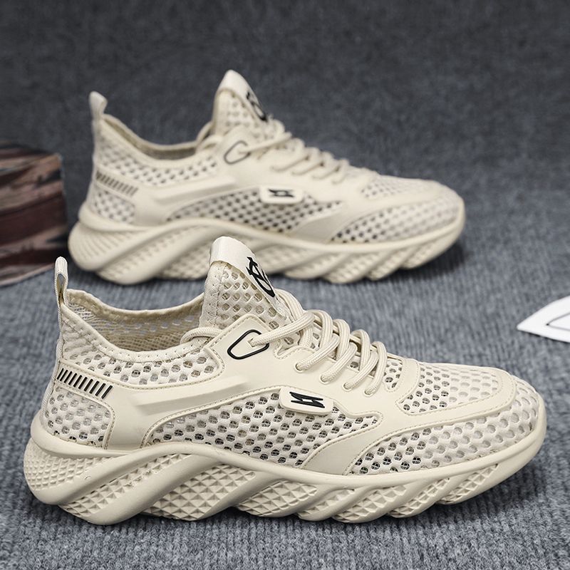 Men's mesh shoes 2024 new summer breathable hollow-out thin mesh men's shoes mesh casual sports running air conditioning shoes