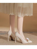 French high heels women's stilettos 2025 spring and autumn new arrival waterproof platform elegant beautiful wedding shoes sexy pointed toe flats