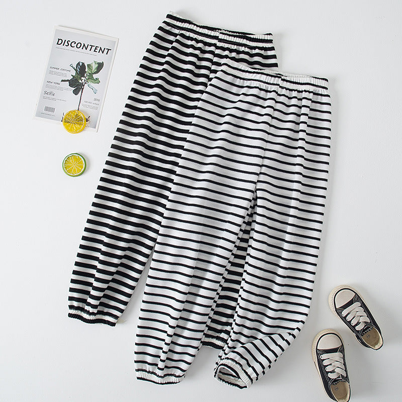 Kids cool shake new arrivalsummerstripesplaidcasual pants spring & fall mother and child drapedstripesanti-mosquito pants