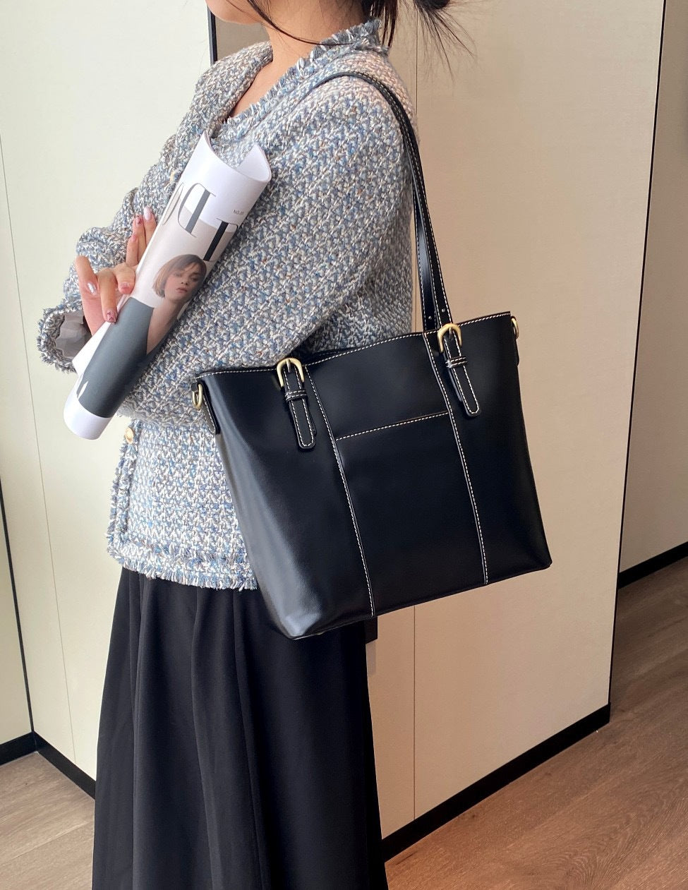 Large genuine leather women's bag 2025 new trendy fashion large capacity cowhide crossbody bag women's handbag tote shoulder bag