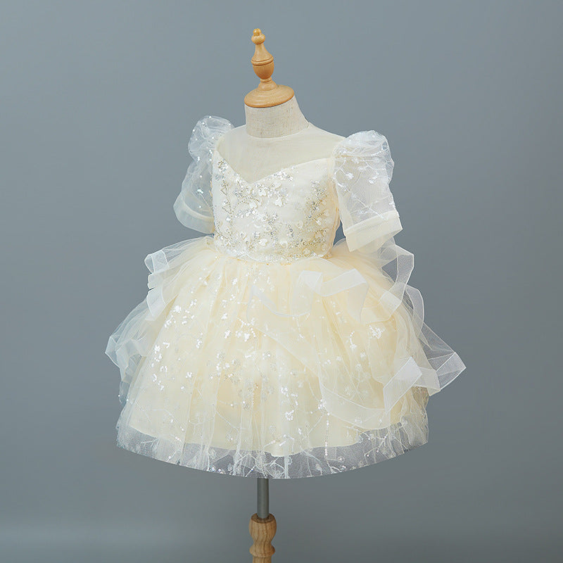 Ready-to-ship, hot-selling girls' dresses for cross-border e-commerce, new high-end flower girl dresses, wedding dresses, piano recital dresses, and princess dresses for children, perfect for