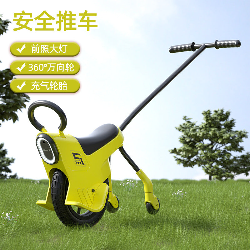 Parent-child unicycle outdoor baby walking artifact light cart trolley toy cart children's cart portable three-wheeled off-road