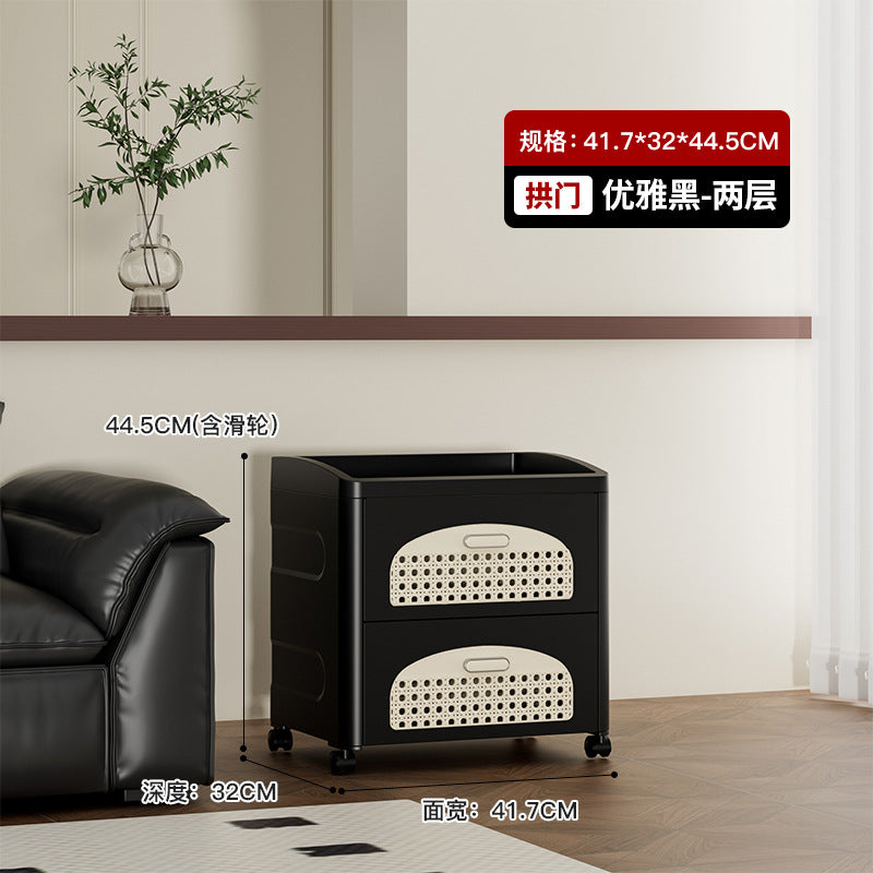 Household trolley foldable storage rack multi-functional finishing box living room bedroom dustproof thickened snack storage cabinet