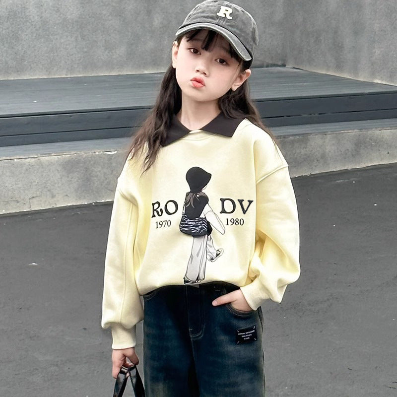 Girls' spring sweatshirt & spring/autumn polo shirt -  new korean style trendy tops for fashionable kids