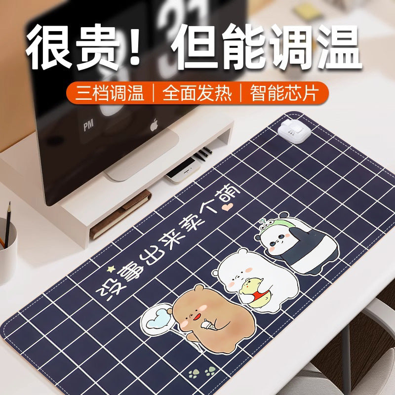 Heated mouse pad - large size, winter warm desk mat for office, student, computer, writing, hand warmer, electric heating