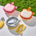 Baby food bowl training spoon set - safe, spill-proof, and anti-scald silicone feeding dishes for independent eating