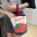Oil painting style handbag cute print shoulder bag outdoor portable tote bag cartoon student canvas bag wholesale
