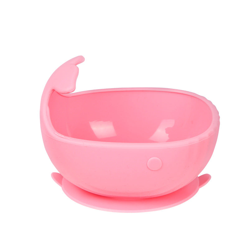 Food grade children's feeding tableware, silicone complementary food bowl spoon set OEM, baby suction cup silicone bowl customization