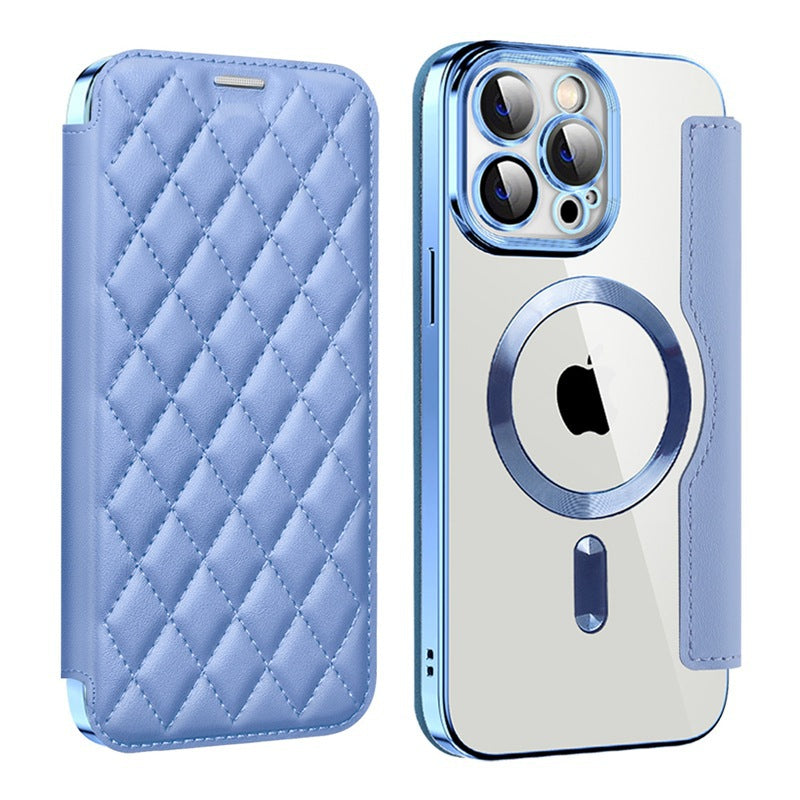 Iphone 17 pro max case, yatun chanel-style magnetic, compatible with apple 16, creative diamond pattern leather case with card slots