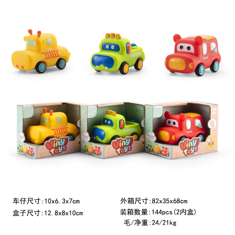Cross-border export  cartoon toys soft glue animals children inertia car baby q cute car toy car