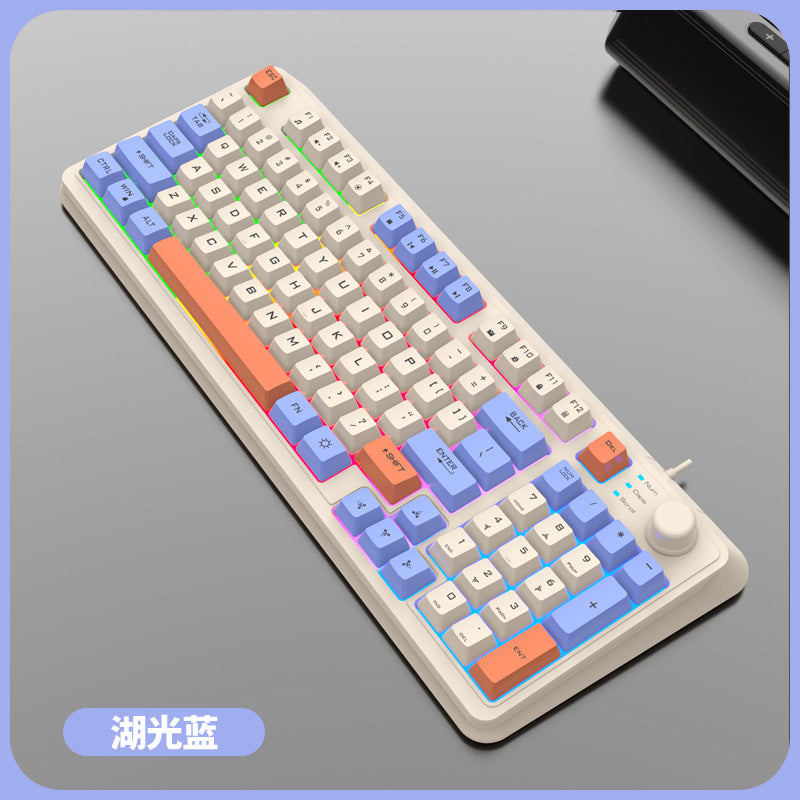 Dazzling silver fox k820 wired gaming keyboard and mouse combo - knob, mechanical feel, for office, desktop, and laptop use