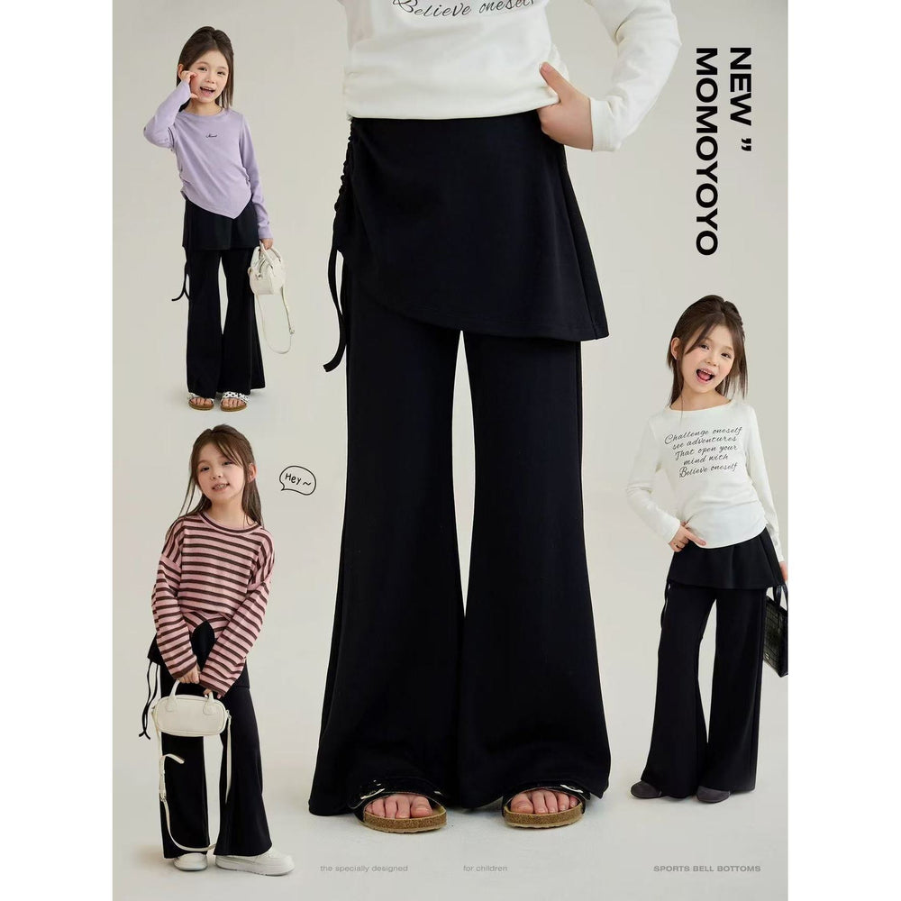 [korean style girls] spring and summer thin new leather curtain style slimming micro-flared skirt pants 2616