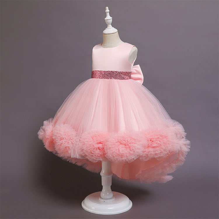 kids dress wave ball flower trailing skirt girl children's day kids program performance princess skirt baby dress