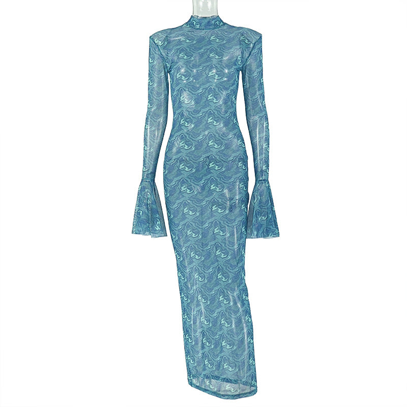 European and american style cross-border chic retro elegant women's bodycon mini dress - round neck, long sleeve, loose fit, comfortable trendy dress