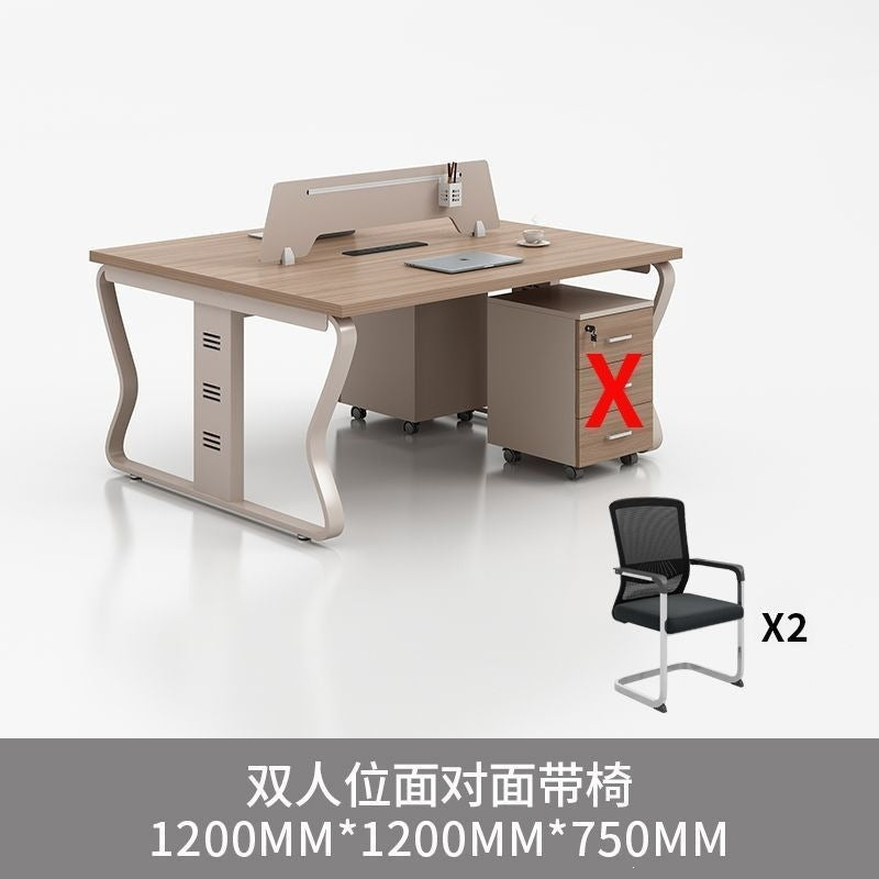 Computer desk and chair set - modern minimalist conference table for meetings, partitioned multi-person office desk for employees