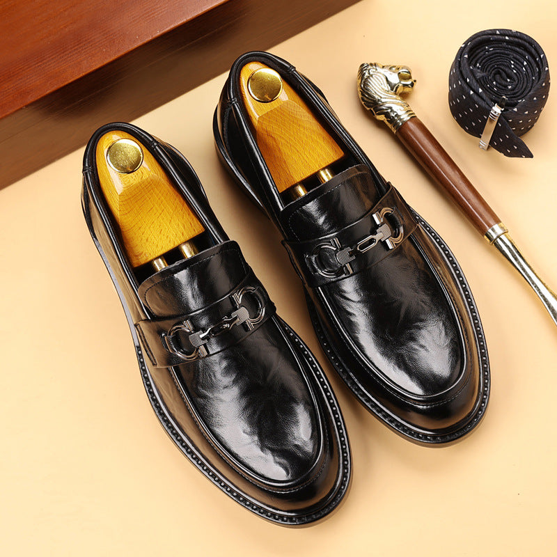 Men's leather shoes: new trendy fashion business dress shoes, non-slip, wear-resistant, slip-on loafers, casual moccasins