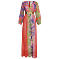 e-commerce  african plus size women's leopard print patchwork printed waist-cinching dress v-neck long sleeve belted