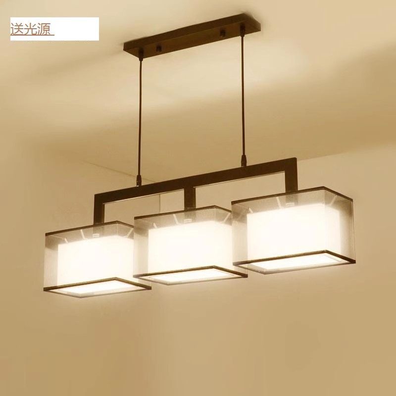 Modern minimalist restaurant chandelier, chinese style living room pendant light, chinese tea room bar counter zen retro study rectangular lighting fixture