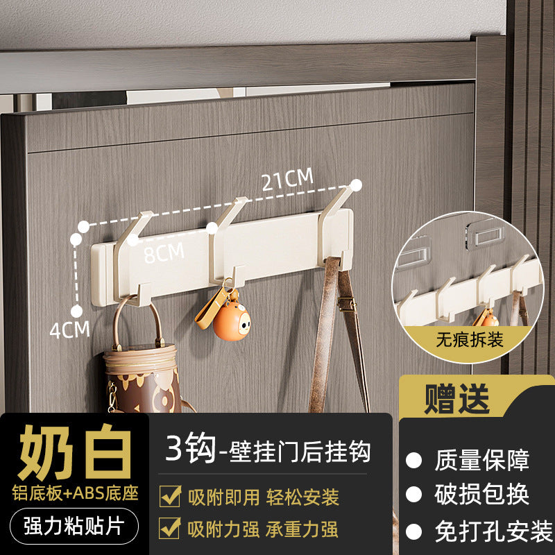 Hook-free punch-free wall-mounted bathroom coat rack, toilet bathroom door rear row hook, cross-border