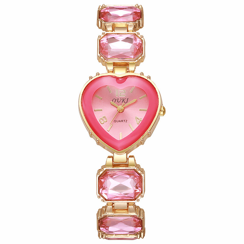 New arrival small sugar cube quartz watch cross-border hot selling heart-shaped elegant women's watch high-value women's bracelet watch