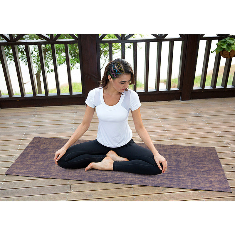 Pvc jute yoga mat factory - two-tone professional anti-slip, sweat-absorbent, wear-resistant linen wholesale - elegant purple yoga studio fitness