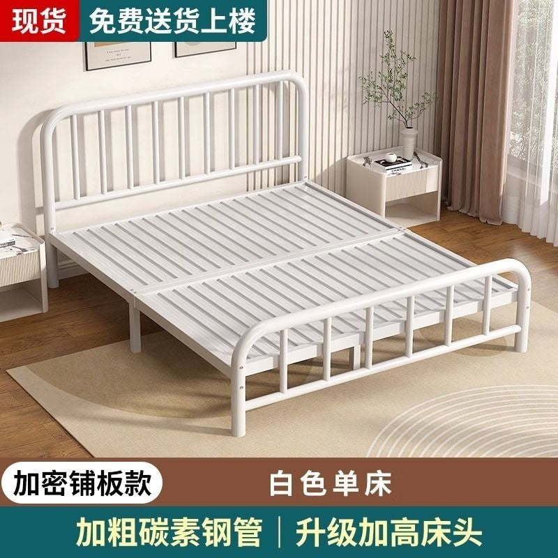 Wrought iron bed double bed 1.8m european style casual1.5 reinforced thickened single iron bed rental house iron frame bedkids