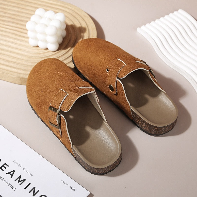 2025 new berkenstock women's outdoor korean style half-slipper thick-soled birkenstock slip-on lazy closed-toe slippers wholesale