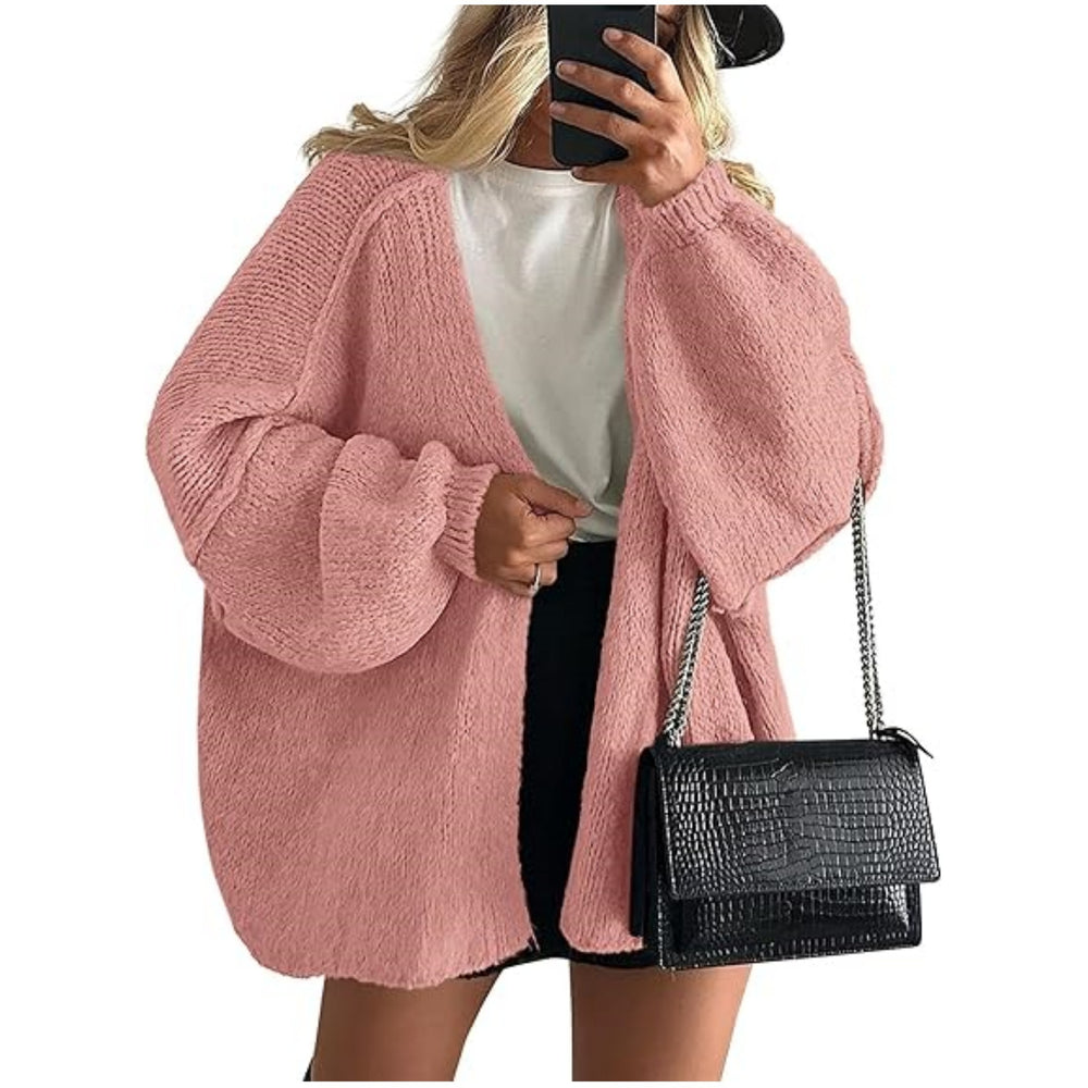 2025 fall/winter new european and american cross-border commute women's knitted top, european and american casual sweater cardigan, loose fit open front