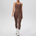 New arrival cross-border brushed back tight i-shaped back flap pocket pants yoga suit sports running fitness two-piece set