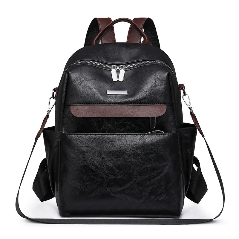 New  contrasting color women's backpack casual large-capacity commuter backpack multi-functional retro portable shoulder bag
