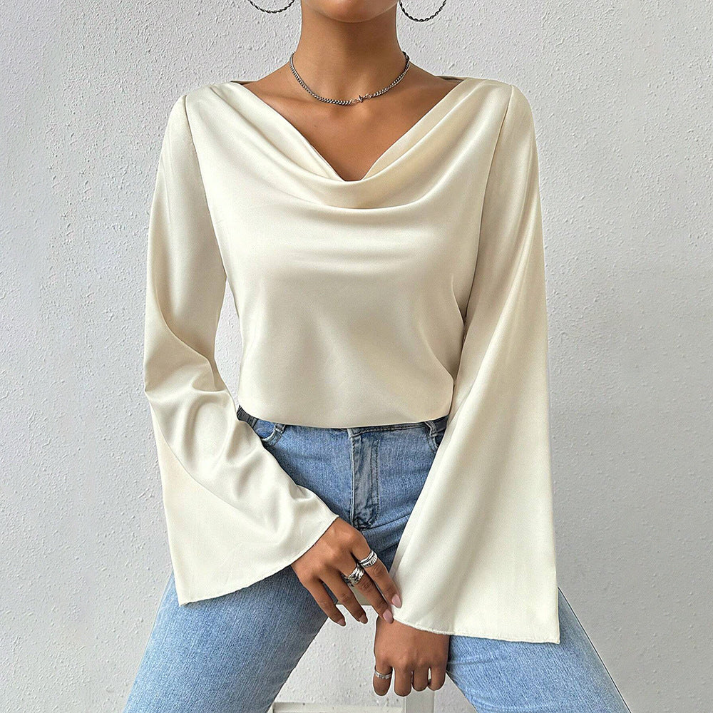 women's fashion: elegant and sophisticated t-shirt - spring/summer, chic, and high-end long sleeve top