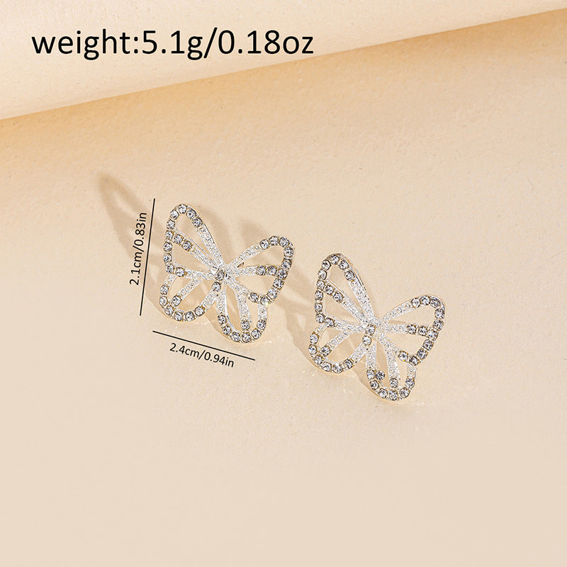 Wholesale butterfly earrings: european & american cross-border fashion jewelry for women - diamond-accented, versatile, unique alloy earrings with a sophisticated, niche appeal