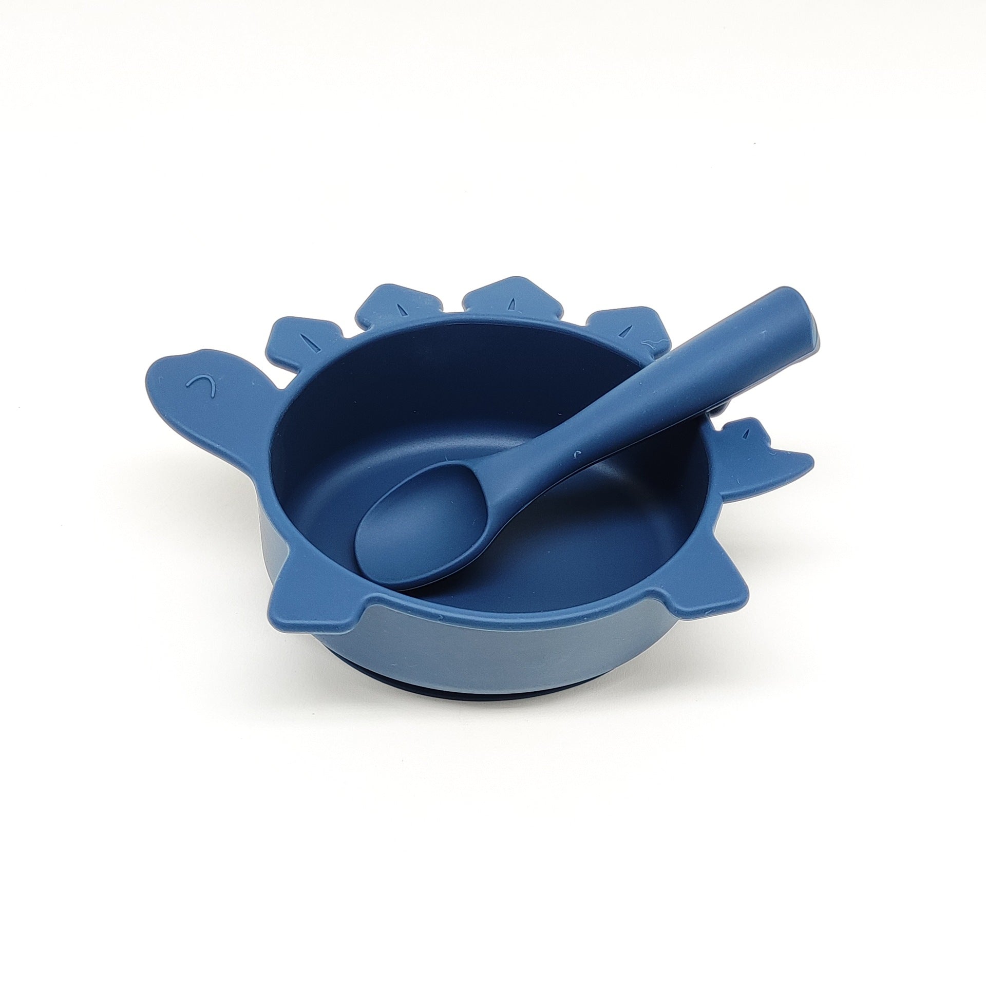 Cross-border hot-selling silicone dinosaur bowls and spoons, Mengqu non-slip tableware two-piece set, baby complementary food silicone bowls and spoons wholesale