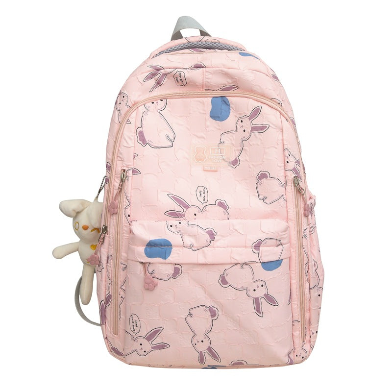 School bag female ins Mori Korean version printed junior high school student backpack high value college student lightweight backpack