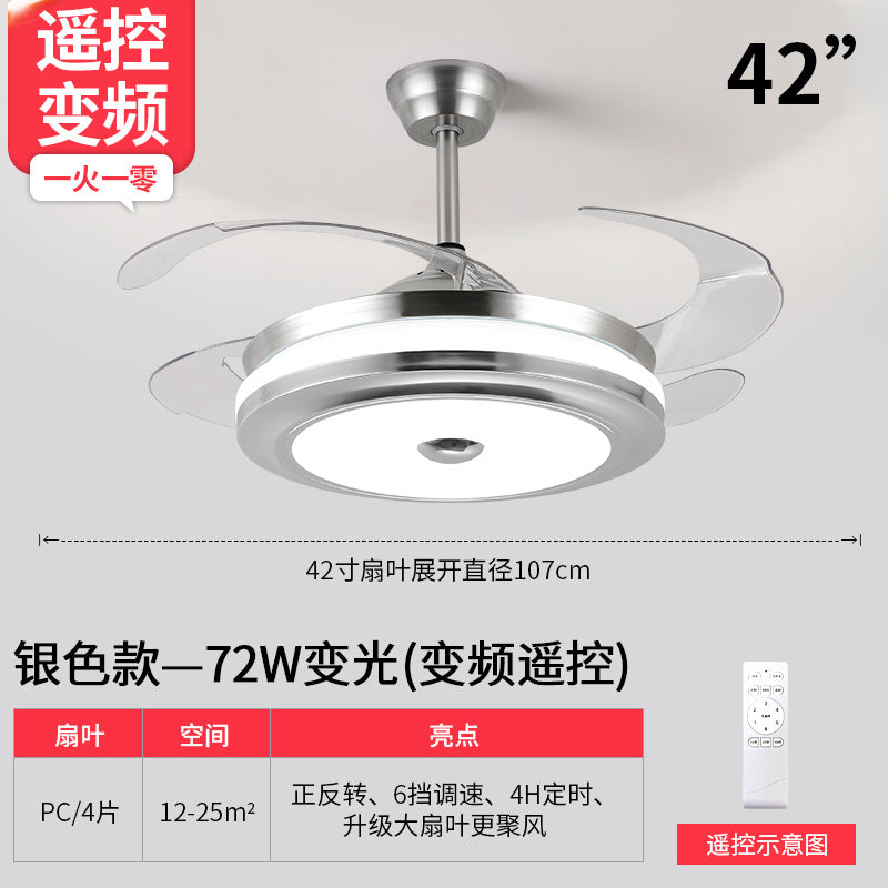 Living Room Invisible Dining Room Household Integrated Fan Light Hall Main Light Ceiling Fan Light Zhongshan Lighting Smart Bedroom Lighting