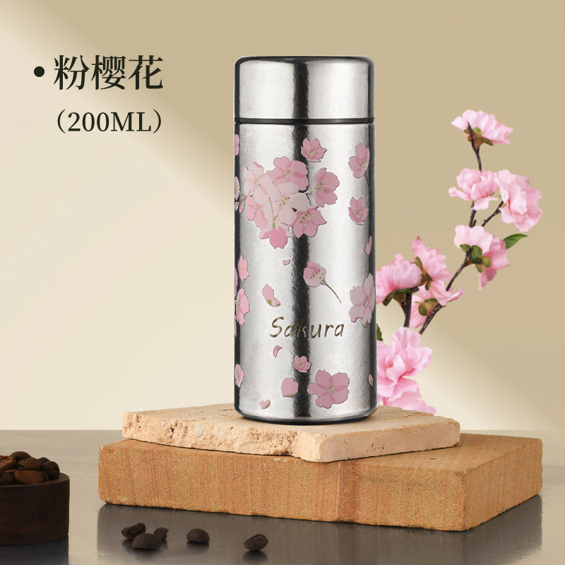 Pure titanium thermos cup for girls, high-looking portable flap pocket pants cup, mini water cup, for home tea cup, small capacity travel cup