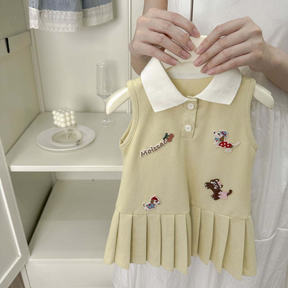[summer clothing big sale free shipping] girls' preppy style vest dress summer clothing  new style children's baby casual po
