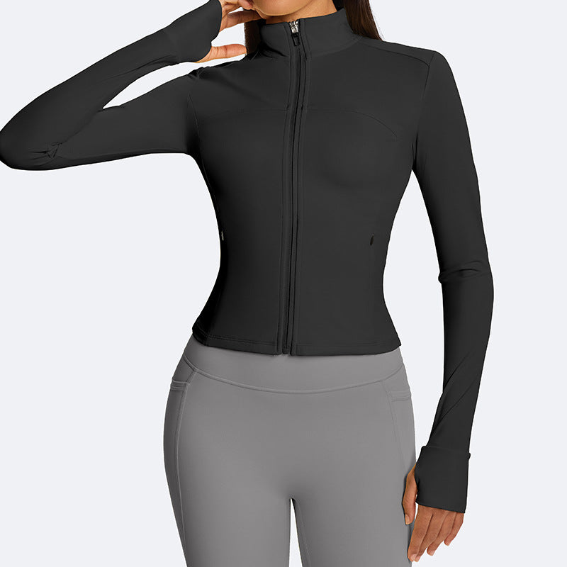 Fall and winternew arrival yoga sports jacket silmoutwear tight sports tops training running fitness clothing outwear women