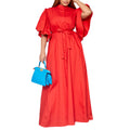 D3270   summer fashion bell sleeves single breasted belt waist loose long skirt export dress