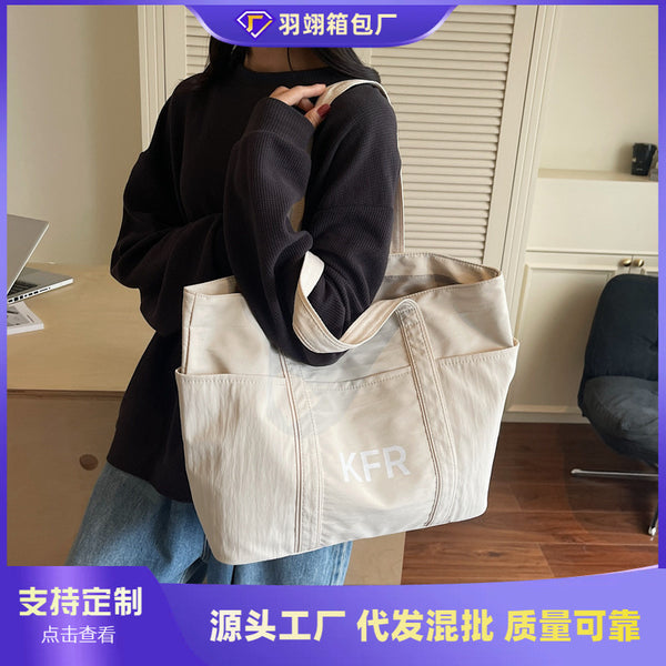 Cross-border canvas tote bag women's new large-capacity work commuting handbag fashion lazy style casual shoulder bag