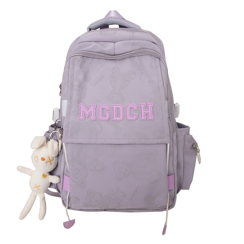 New bear backpack, schoolbag, large capacity, strong and dirt-resistant college student backpack, backpack, high school boy